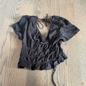 Adorable Black Women's Ruched Top